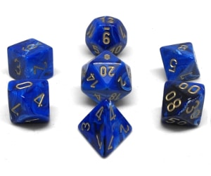 CHX27436 BLUE/GOLD VORTEX 7PC POLYHEDRAL DICE SET image 0